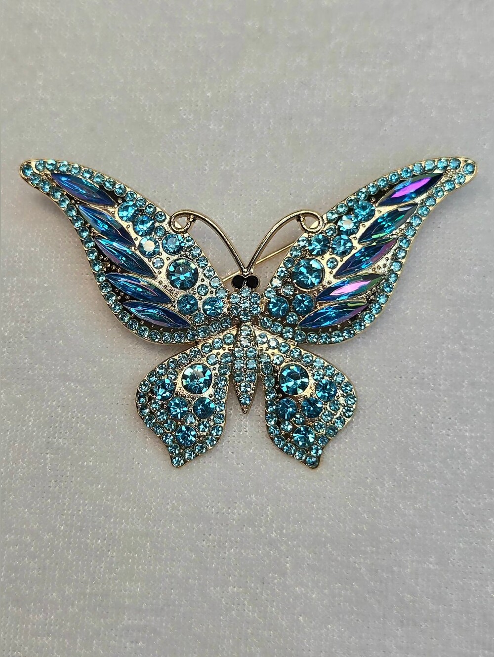 New Blue Crystal Butterfly Brooch / Pin